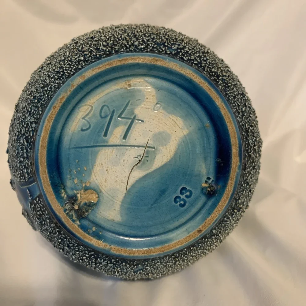 Sand Glaze Turquoise Majolica Style Vase‎ Beautiful 6.5